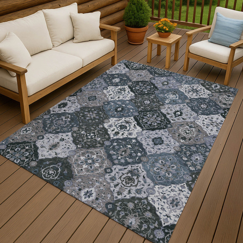 Machine Washable Indoor/Outdoor Matteson ACN2292 Panel Rug, Rectangle 10' x 14'
