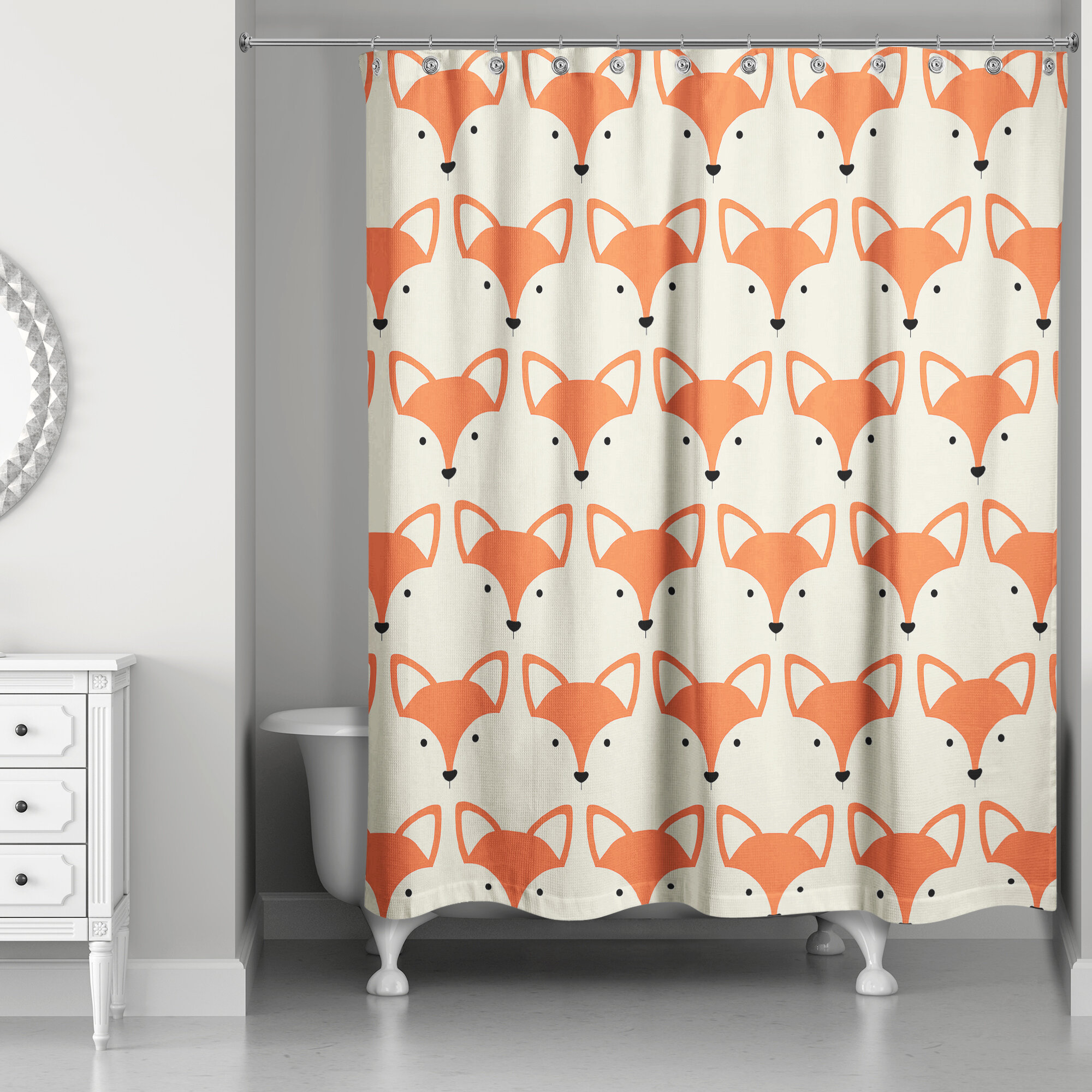 Zoomie Kids Marko Fox Face Friend Shower Curtain | Wayfair