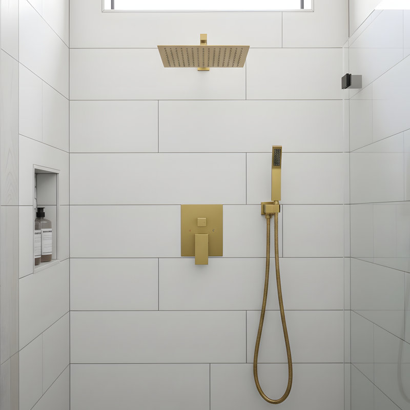10" Rain Shower Head Systems Wall Mounted Shower, Brushed Gold