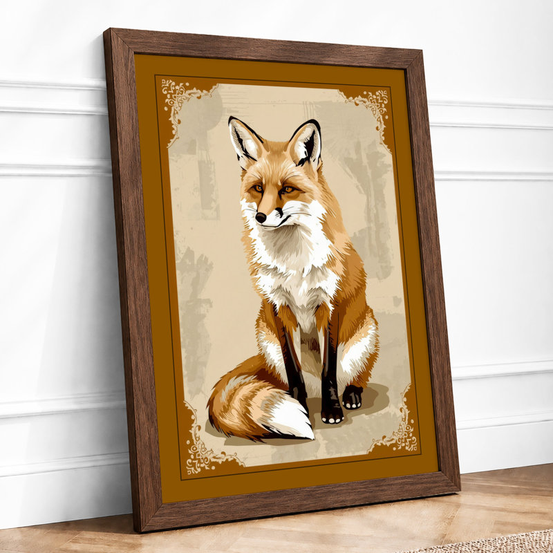 Dignified Fox Boho - Framed Print, A4 - 29.7 x 21.0 cm, Walnut