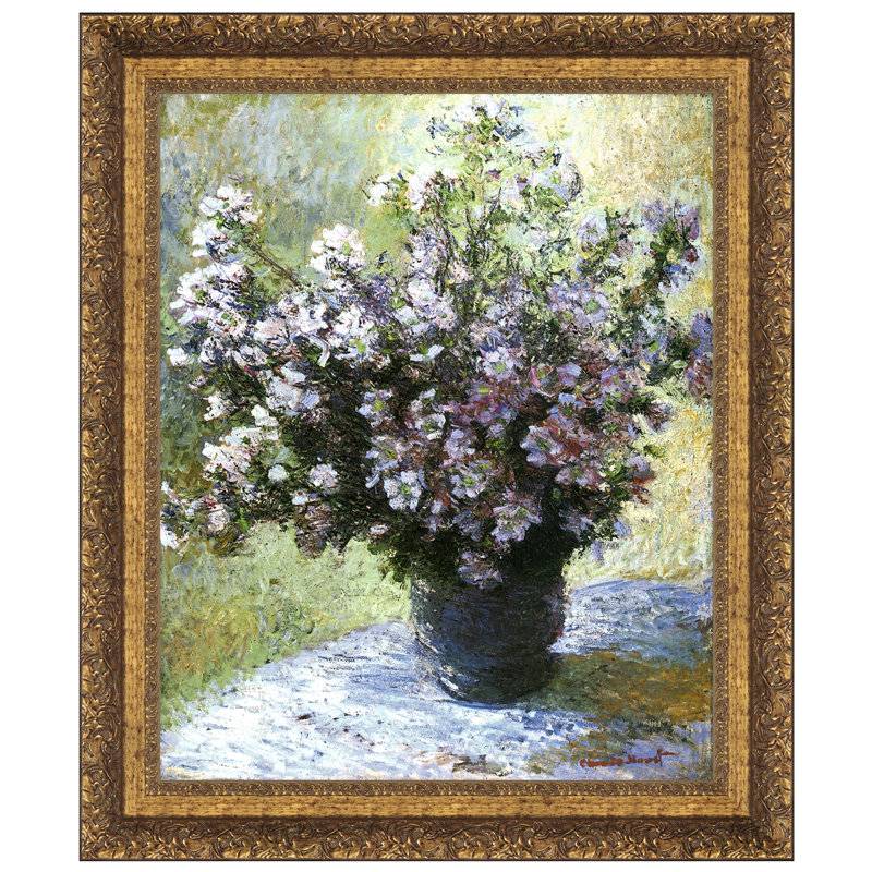 Claude Monet Vase of Flowers Framed Canvas Painting, 38" x 46"