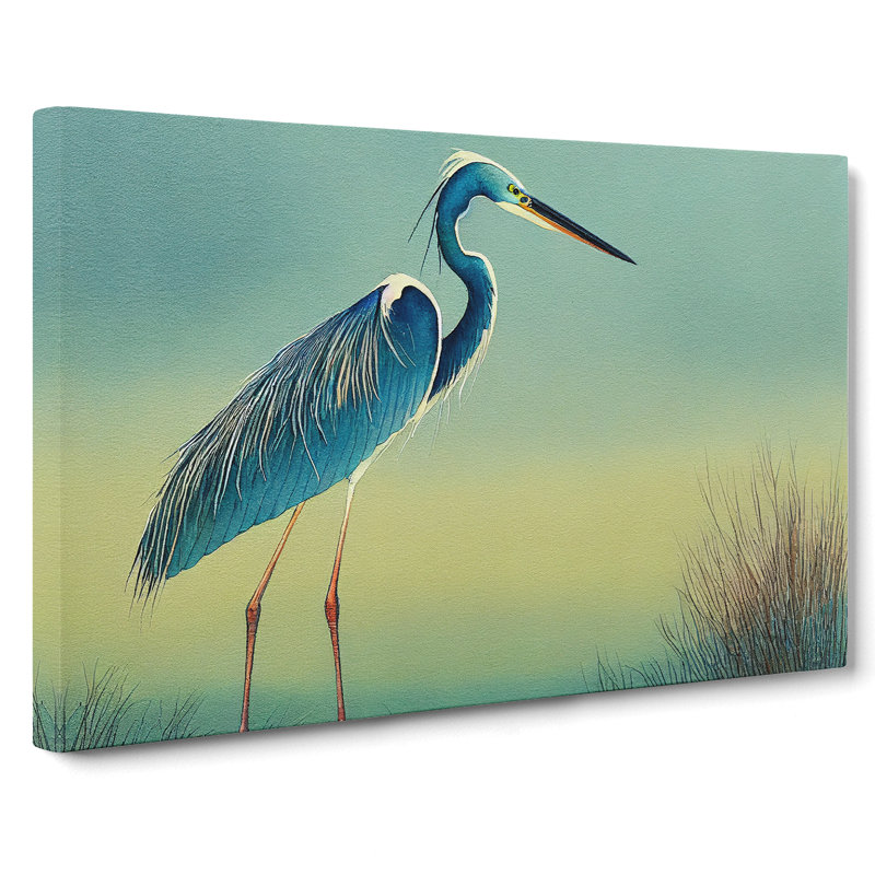 Watercolour Heron Bird Vol.2 - Wrapped Canvas Painting, 35cm H x 50cm W x 3cm D
