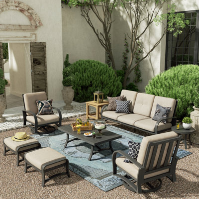 Chamber 7 Piece Aluminum Conversation Sofa Seating Group with Sunbrella® Cushions