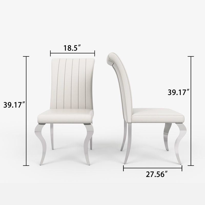 Chaises de salle à manger rembourrées en velours avec dossier à rayures Modern , Argent
