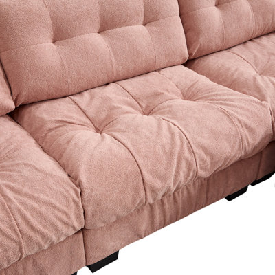 Canapé modulaire 3 places pour le salon Wilroy, canapé en forme de L à assise profonde avec repose-pieds et accoudoirs 5 coussins, flanelle avancée