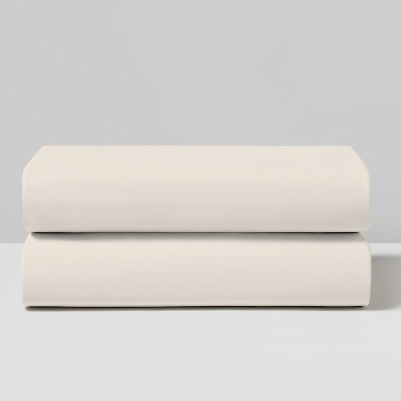 Sharyan 100% Cotton Percale Pillow Case, Ivory