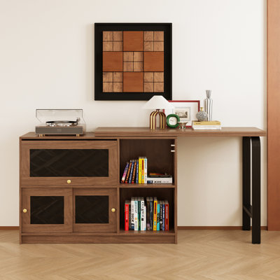 Multifunctional Expandable Sideboard - Convertible Dining Table, Walnut Color, For Living & Dining Room by Ebern Designs