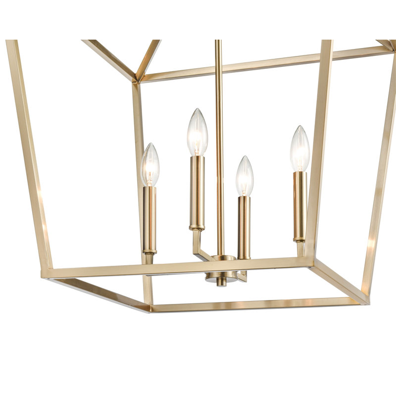 Lustre géométrique à 4 lumières Poisson, Doré, H 30 po x l 20 po x P 20 po