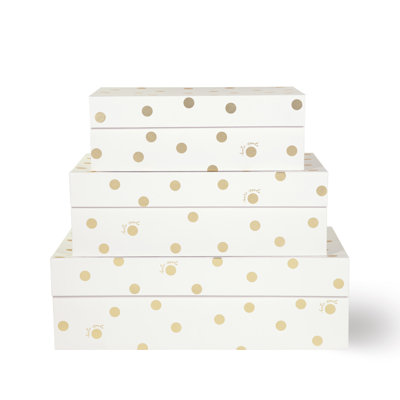Nesting Boxes, Gold Dot with Script 