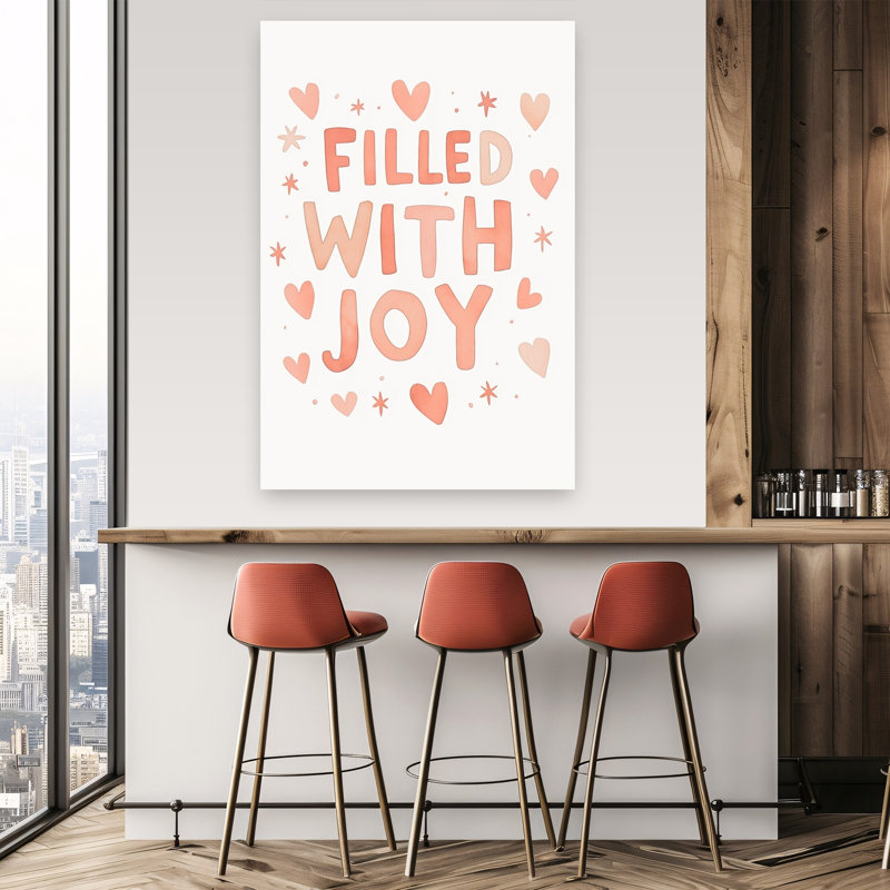 Joyful Hearts Romantic Whimsical Abstract Landscape Nature Wall Art Print by Treechild - Wrapped Canvas Print