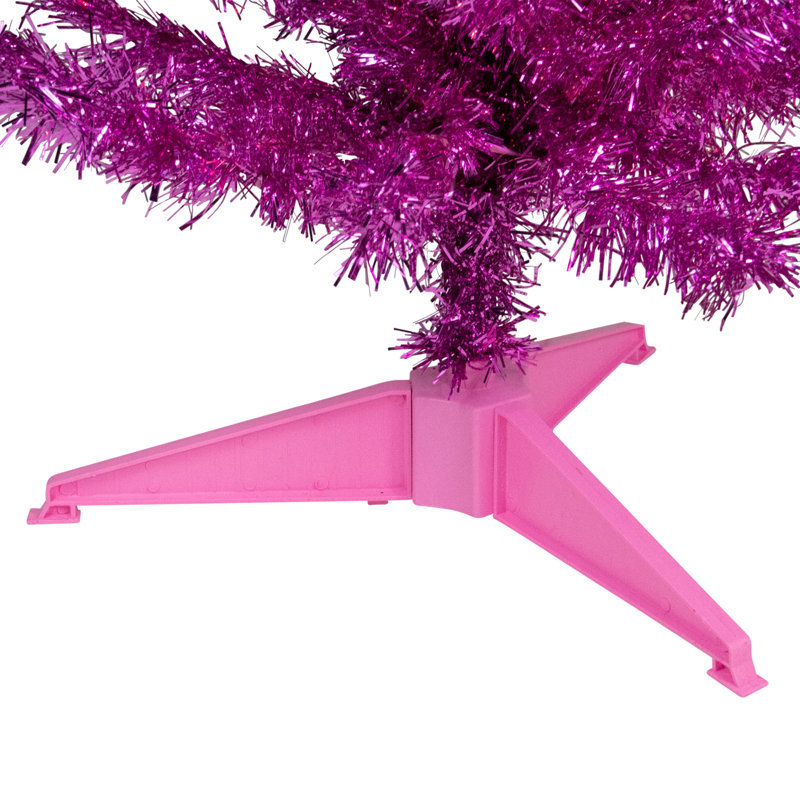 4 Ft. Pink Pre-Lit Tinsel Artificial Christmas Tree With 70 Clear Lights