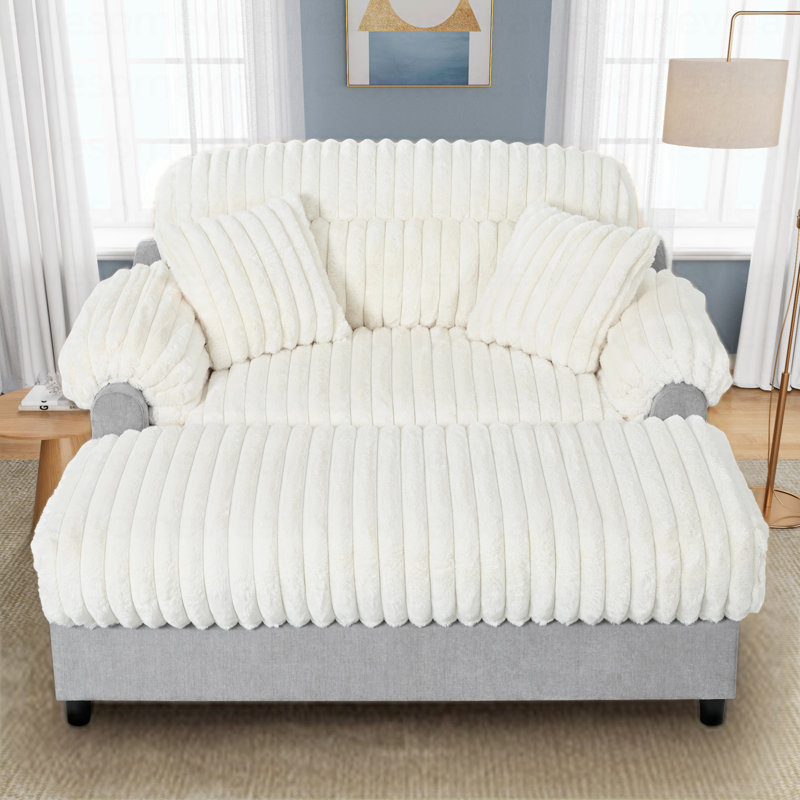 Canapé-lit moderne avec méridienne 65,25 po Cloud, Beige