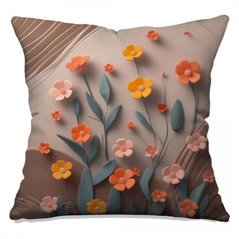 Paper Flower Art Double Sided Throw Pillows, 18 x 18 inches