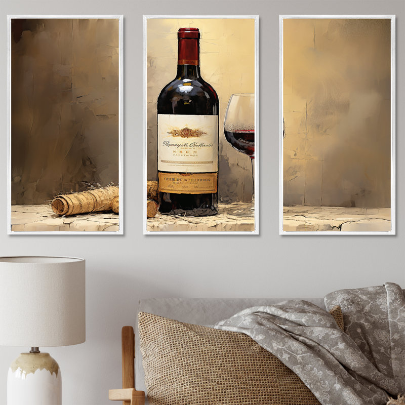 Bordeauxs Balance I - Wine, art mural sur toile, Cadre flottant blanc, H 28 po x l 36 po