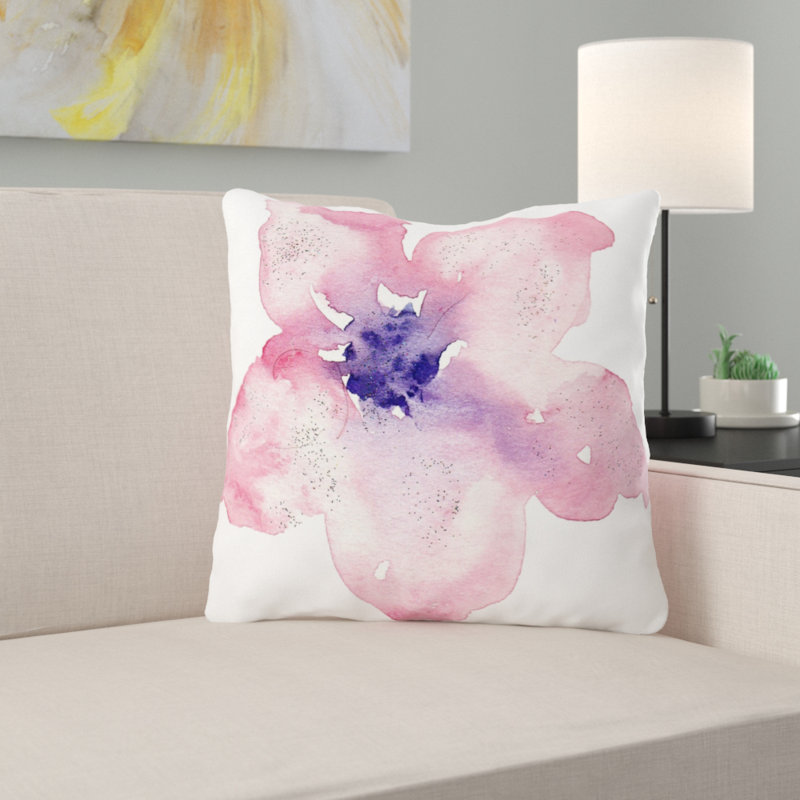 Coussin décoratif aquarelle Nohemi, Microsuède, Intérieur