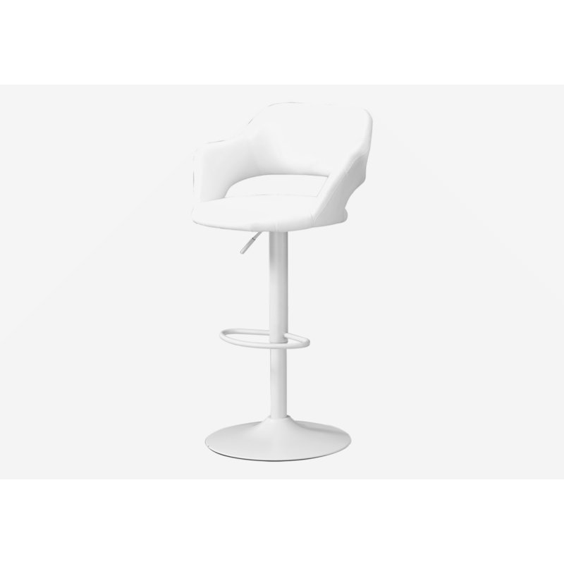Tabouret de bar, pivotant, hauteur de bar, réglable, métal chromé, Blanc