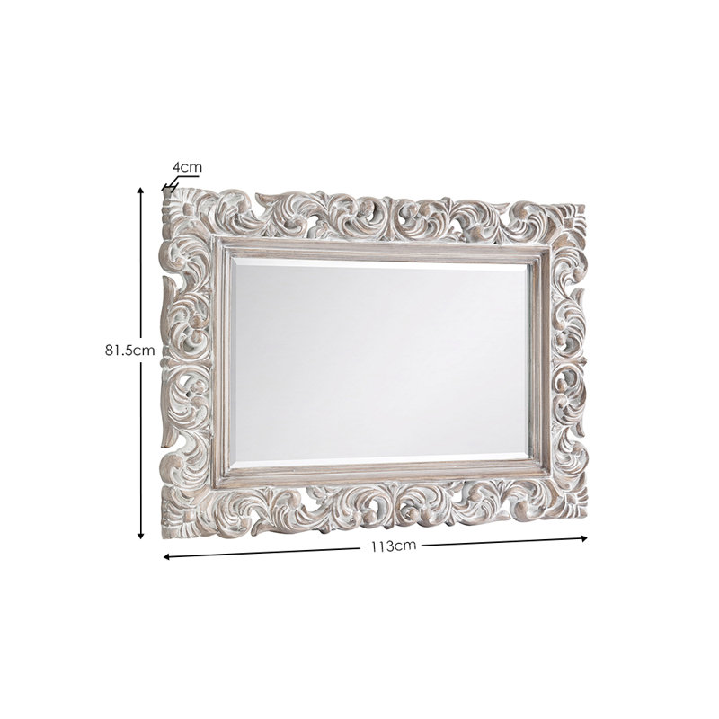 LaMoure Framed Wall Mounted Accent Mirror in Antique White