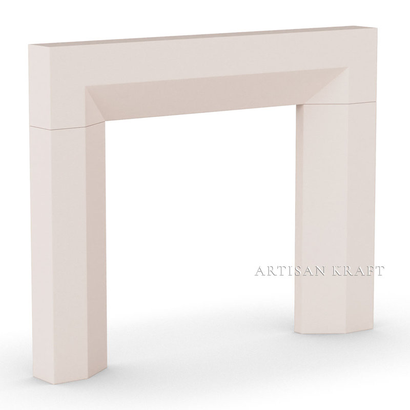 Encadrement de foyer biseauté en pierre avec foyer Bullnose, P 6 po x H 52 po x l 66 po, Gris