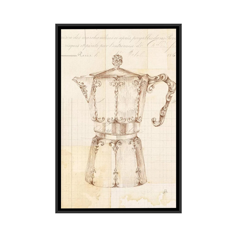 «Authentic Coffee III», impression sur toile, H 26 po x l 18 po x P 1,5 po, Toile avec cadre noir, Pas de tapis