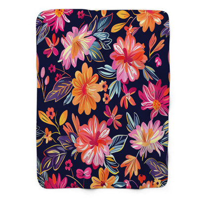 Couverture de sherpa de qualité supérieure 1 pièce aquarelle Autumn Bloom
