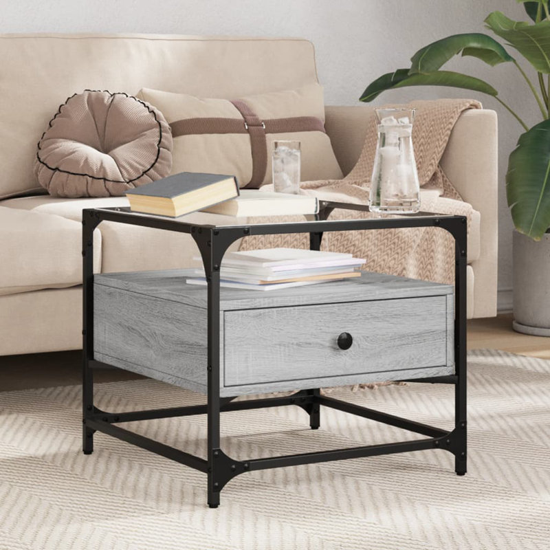 Alham Coffee Table with Storage, Black/Grey Sonoma