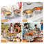 Ensemble de 5 chauffe-plat ronds en acier inoxydable avec couvercle en verre et 2 supports de couvercle