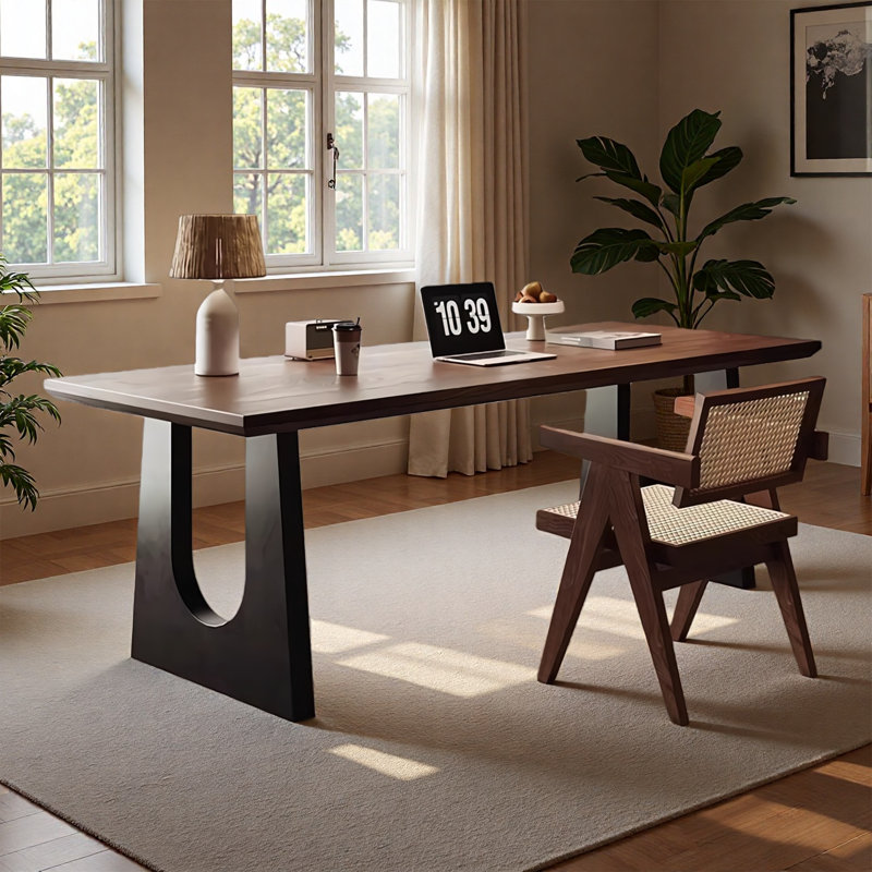 Bureau moderne moderne avec rangement en pin massif, H 29,5 po x l 70,87 po x P 27,56 po