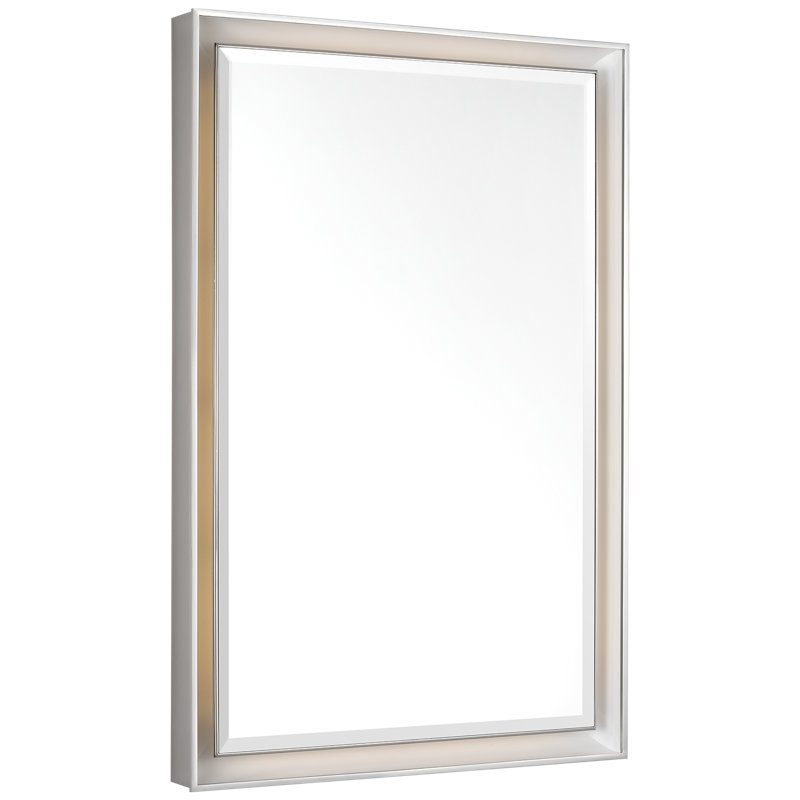 Thomas O'Brien Rectangle Lighted Framed Wall Mirror, Polished Nickel