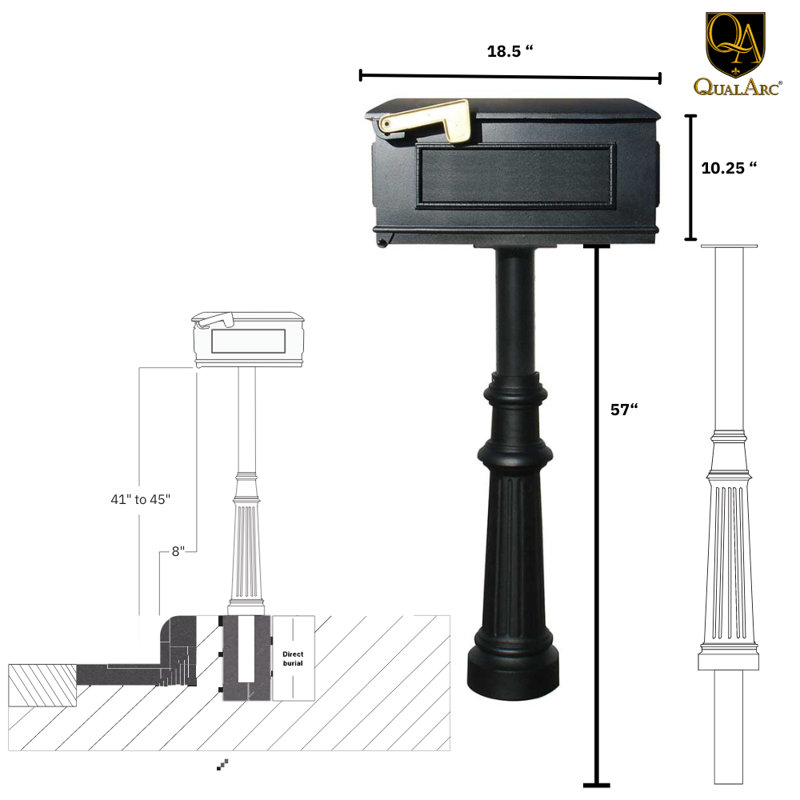 Hanford Aluminum Post Mounted Mailbox, Yes