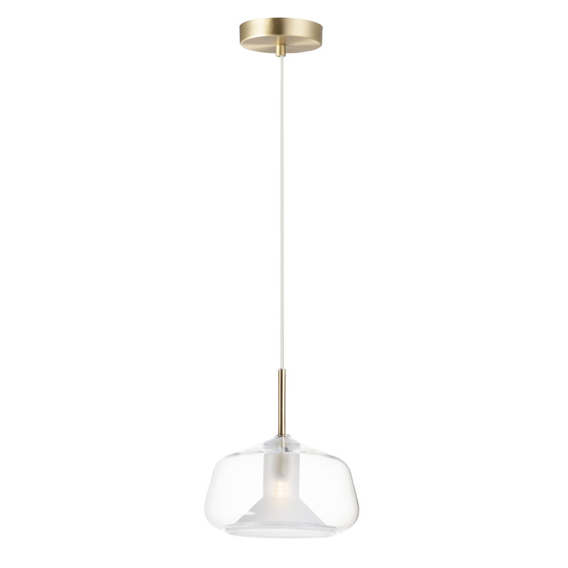Luminaire suspendu simple à 1 lumière Ryia, Laiton satiné, Transparent