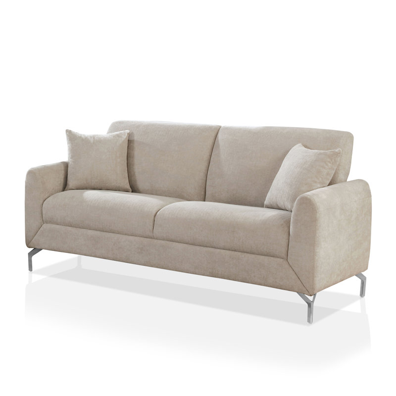 Canapé à accoudoirs arrondis 74,75 po Dahlya, 100 % polyester gris clair