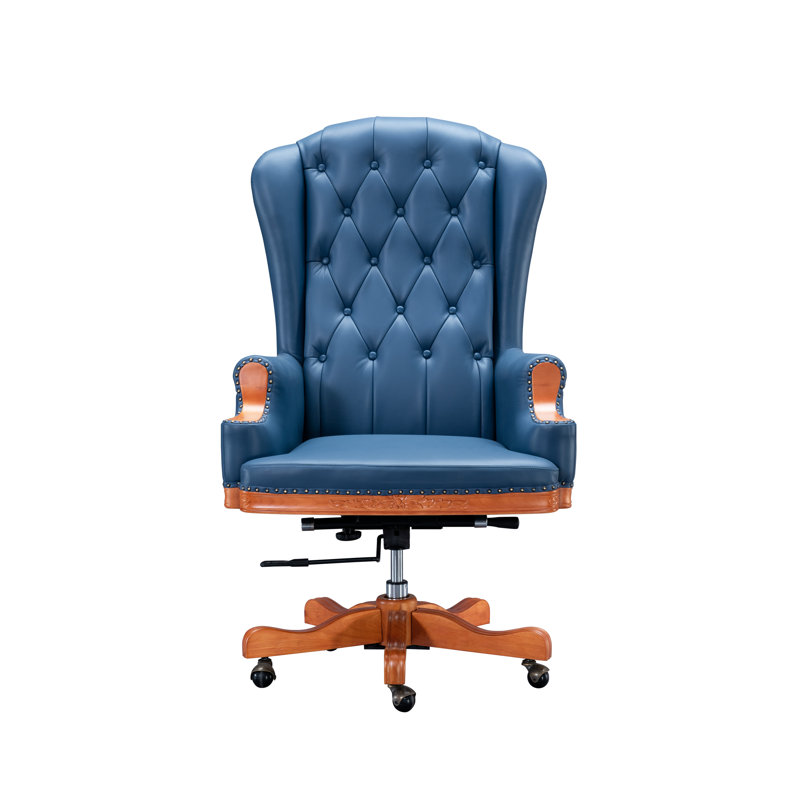 Leather Swivel Office Chair, Blue