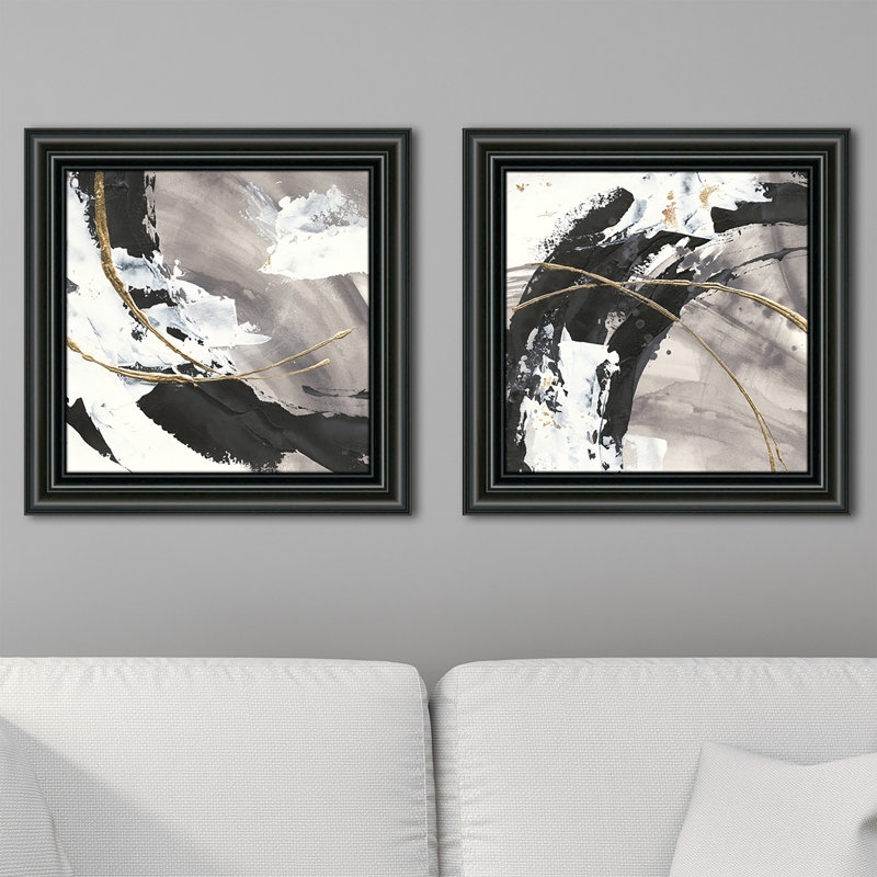 Gilded Arcs - Ensemble de 2 peintures encadrées
