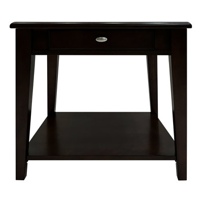 Cherry Wooden End Table With Drawer And Functional Bottom Storage Look Classic-style Cherry-ended Useful Feature