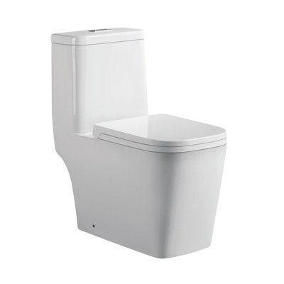 Siège de toilette allongée une pièce à double chasse inclus