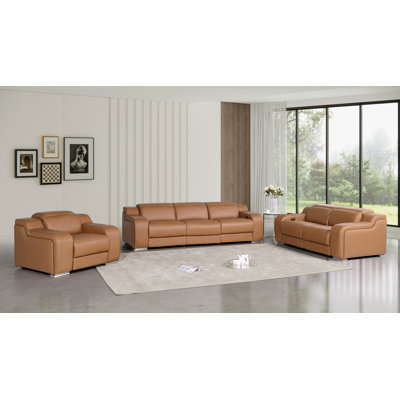 Ensemble de canapé modulaire inclinable électrique 6 pièces Divanitalia 1116, causeuse et fauteuil - 6 fauteuils inclinables, cuir fleur italien avec appuie-têtes électriques
