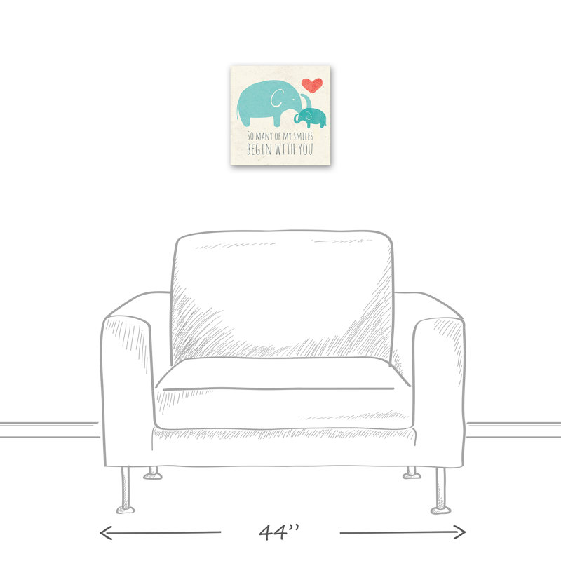 Art sur toile sourires éléphants Maylie, H 12 po x l 12 po x P 1,25 po