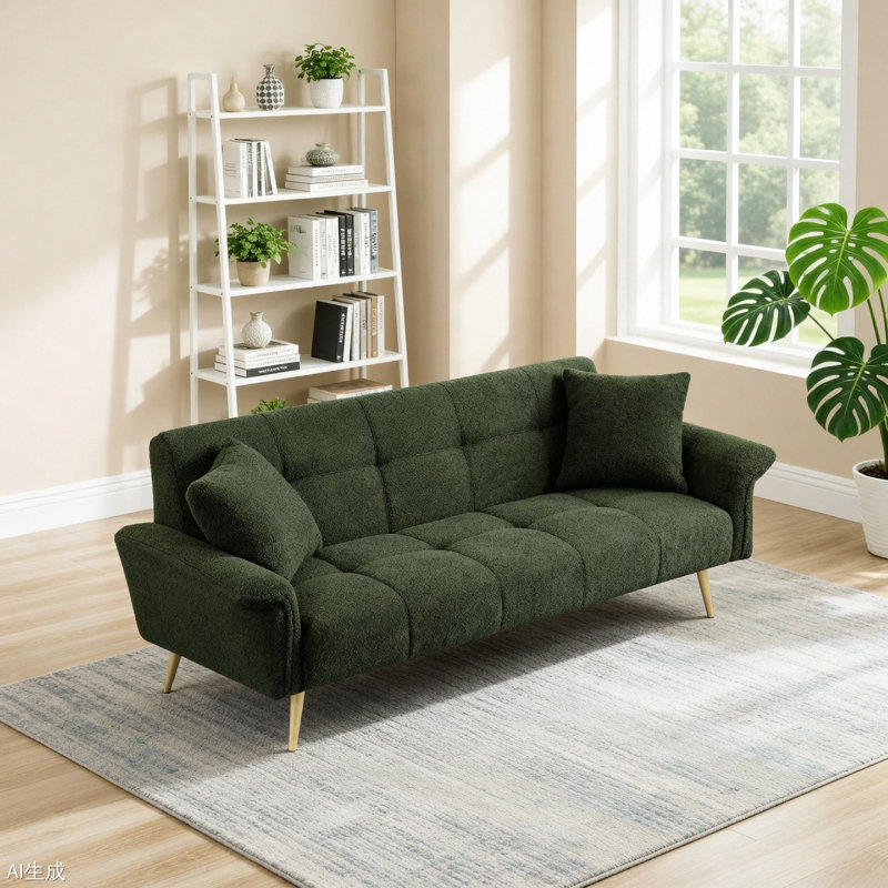 Canapé-lit futon de 70,1 po, canapé-lit double convertible avec accoudoirs rabattables pour les salons et les petits espaces