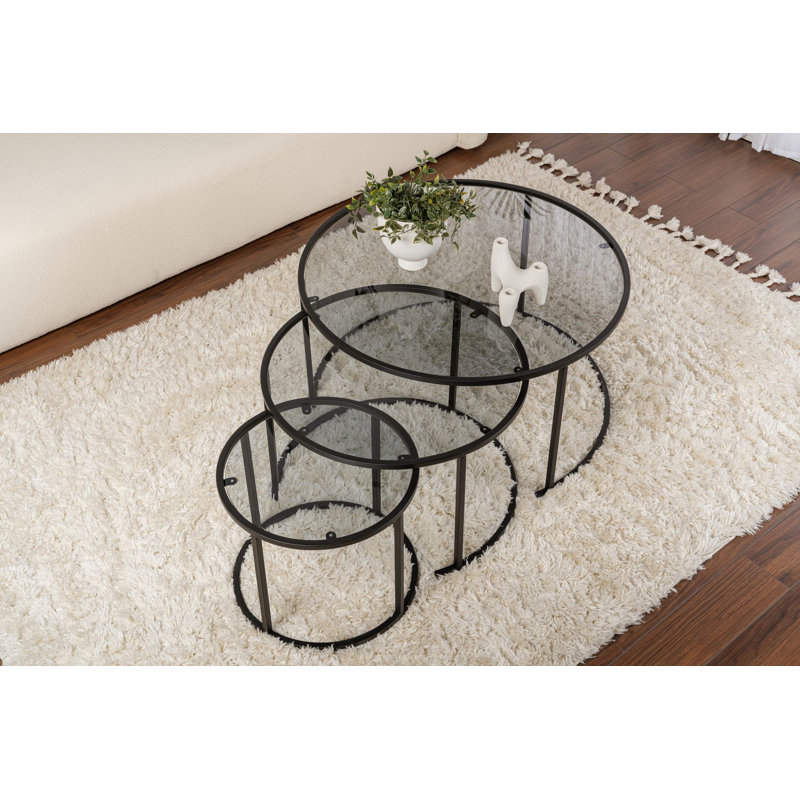 Ensemble de tables basses, Noir, noir, noir, noir, Gris