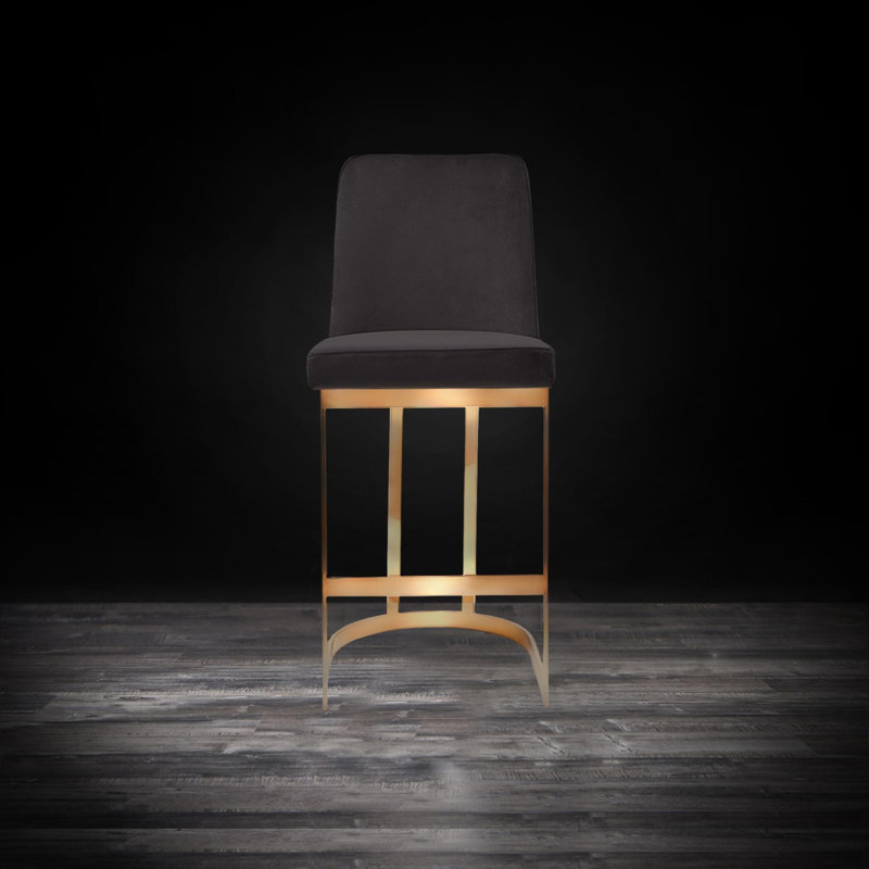 Tabouret de bar, Cadre noir / or, Tabouret de comptoir (siège d'une hauteur de 27 p