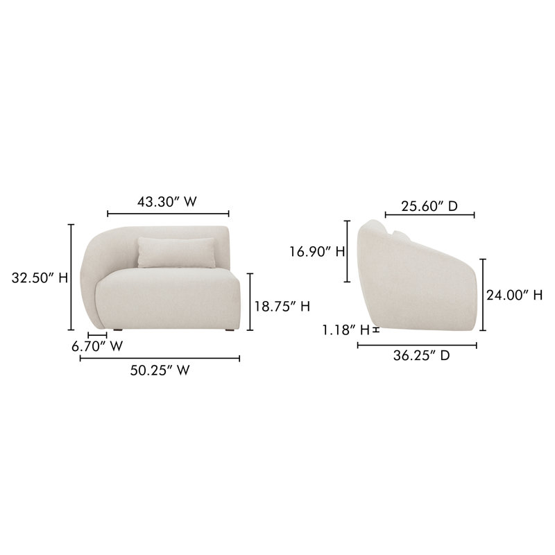 Anson Left Arm Facing Chair, Warm White