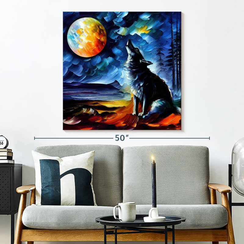 Brampt Moonlit Wolf I, 33" H x 33" W