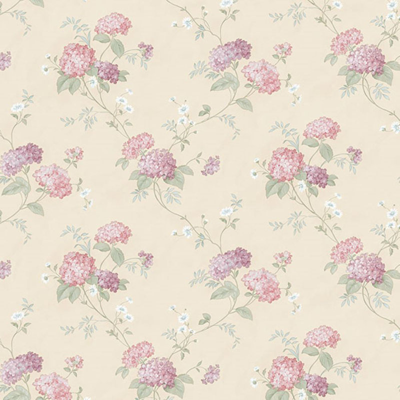 Rouleau de papier peint floral et botanique L 32,7 pi x l 20,5 po Shoreline, Rose vert beige / mauve