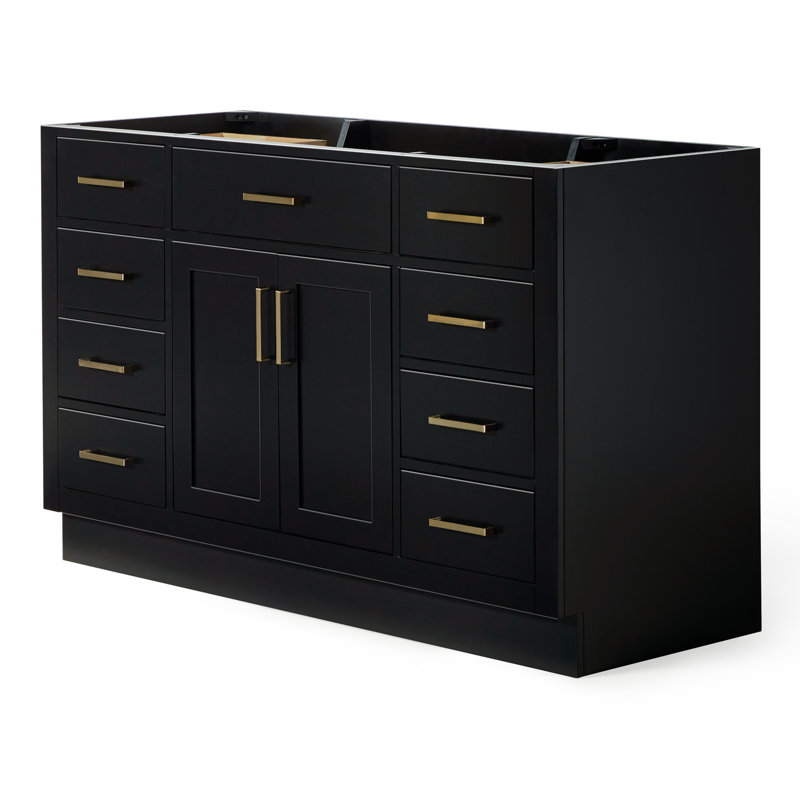 Base de meuble-lavabo simple en bois massif 54 po Osoria, Noir
