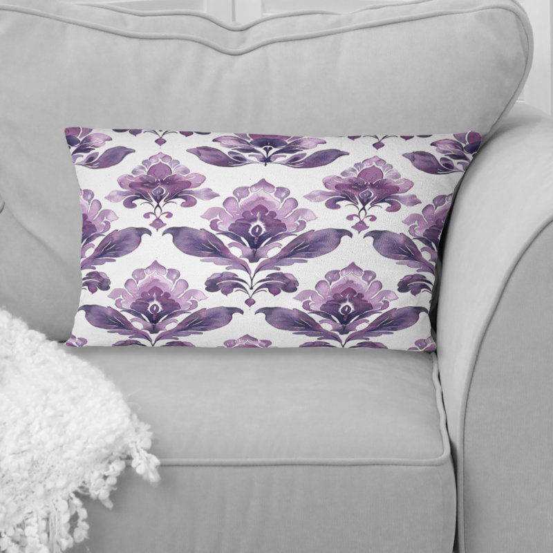 Coussin lombaire mauve damassé Elegance