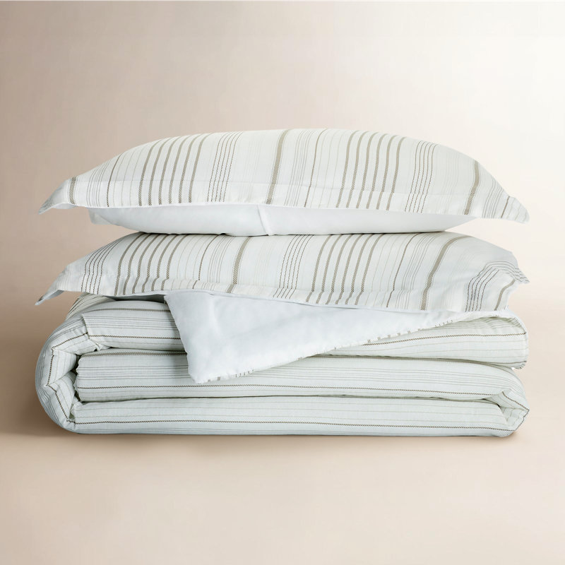Asami Cotton Box Stitch Striped Comforter, King Comforter + 2 Shams