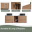 Ensemble de meuble-lavabo mural 60 po avec lavabos vasques en céramique et 1 tablette de rangement, portes à fermeture en douceur-1362761173