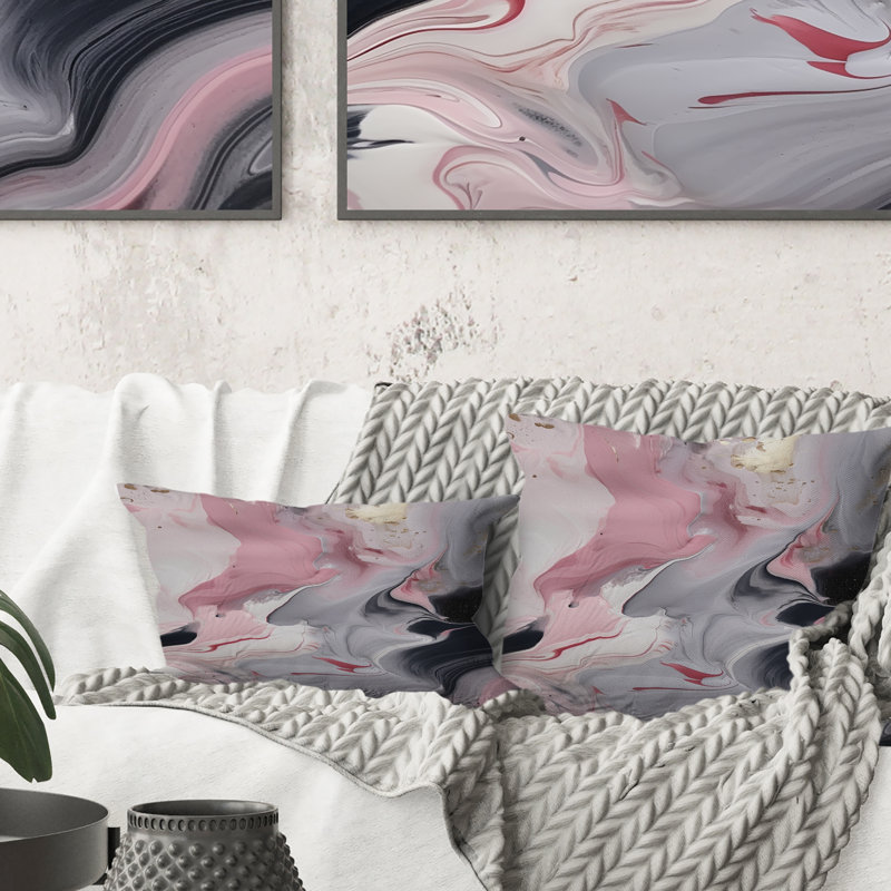 Solid Marble Paint Artwork II - Abstract Marble Printed Throw Pillow