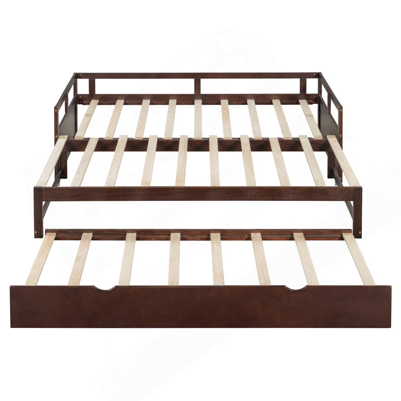 Lit de jour extensible avec couchette, lit de jour en bois avec couchette, espresso