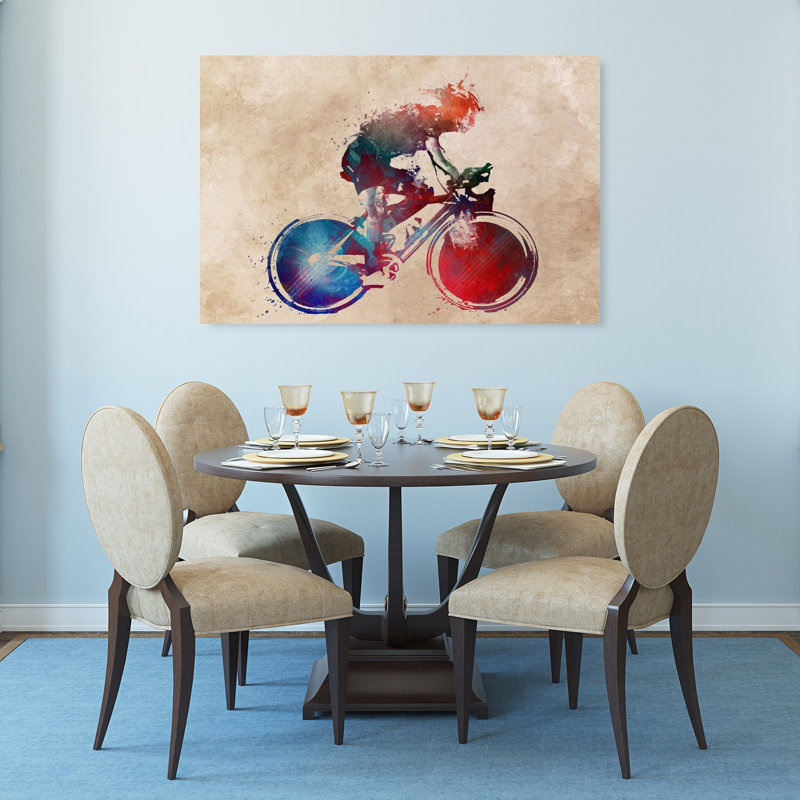 «Vibrant Cycling Motion», art mural contemporain, 32" H x 48" W